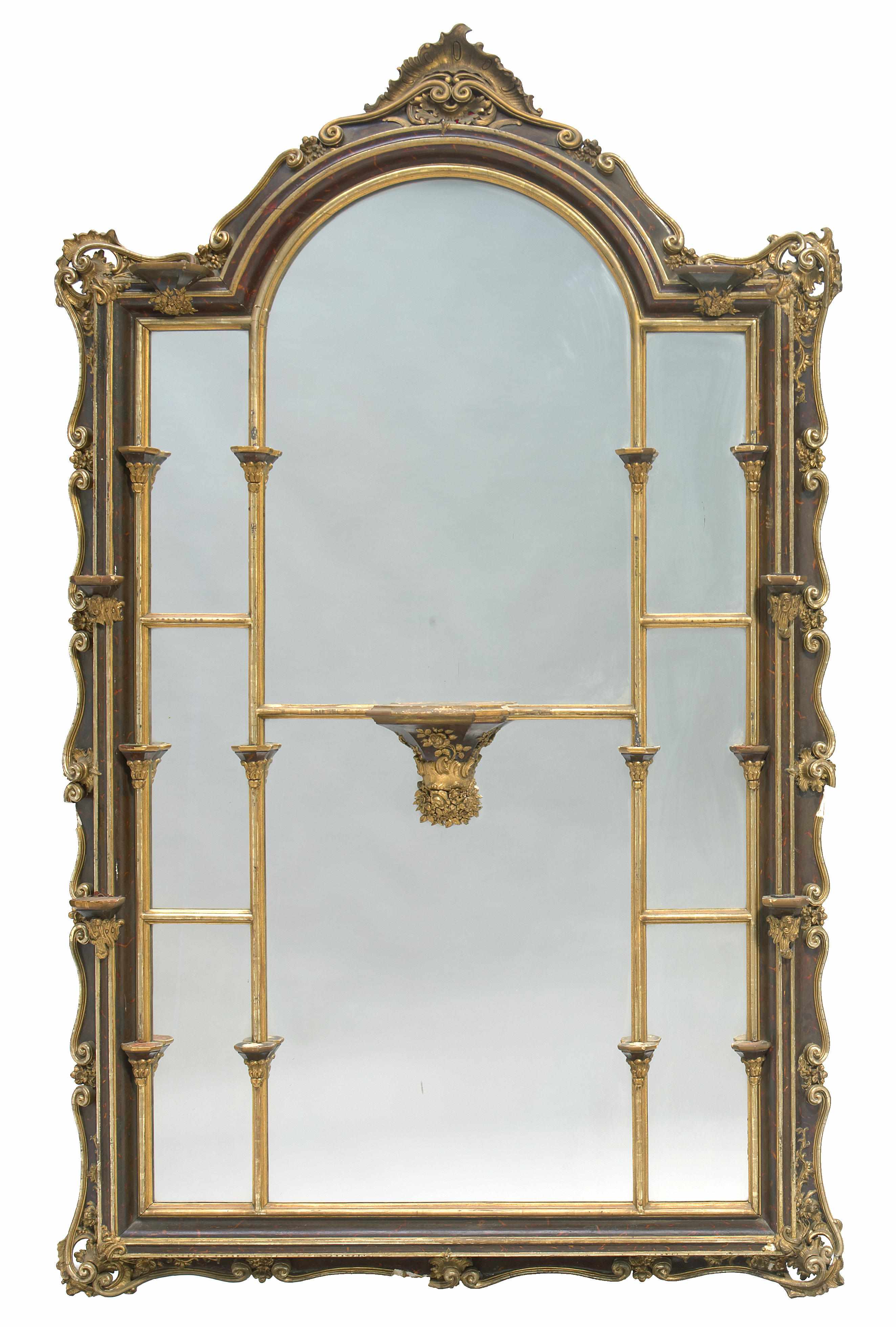 Appraisal: A Rococo style gesso and faux marble mirror late th