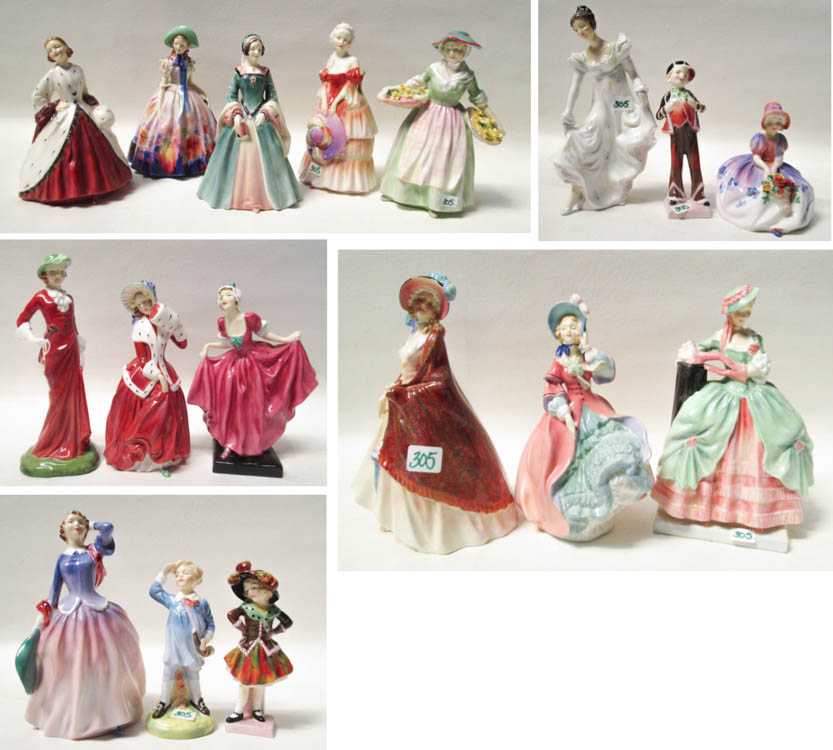 Appraisal: SEVENTEEN ROYAL DOULTON FIGURINES Easter Day Veronica The Ermine Coat