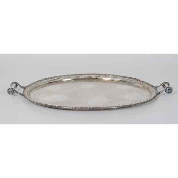 Appraisal: Silver-Plated Tray th century A silver-plated tray with a galleried