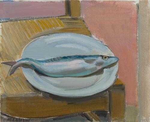 Appraisal: BARRAUD MAURICE Geneva Fish still life Oil on canvas Signed