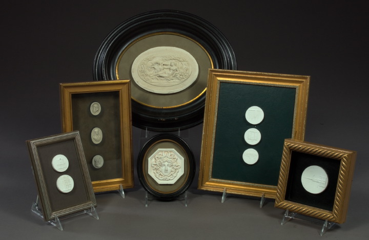 Appraisal: Group of Three Framed Plaster Intaglios one a trio of