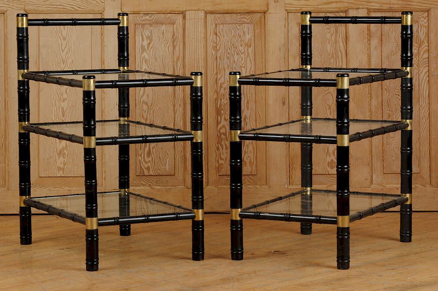 Appraisal: RARE PAIR FAUX BAMBOO BRONZE BAR CARTS A rare pair