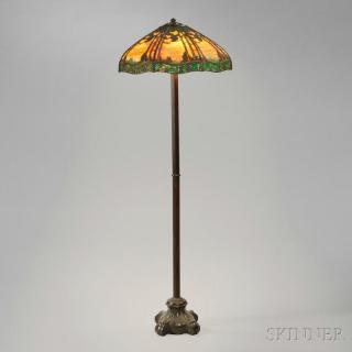 Appraisal: Handel Lamp Co Floor Lamp with Pine Woods Sunset Shade