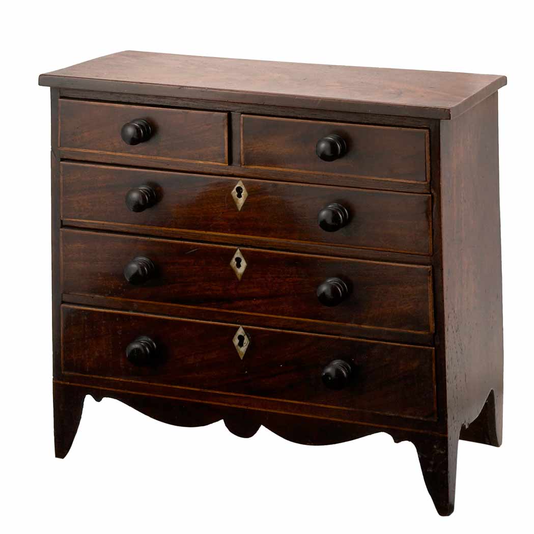 Appraisal: Late George III Mahogany Diminutive Chest of Drawers First quarter