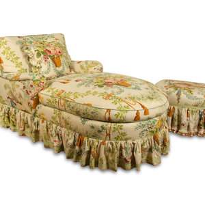 Appraisal: A Brunschwig Fils Upholstered Chaise Longue and Matching Ottoman TH