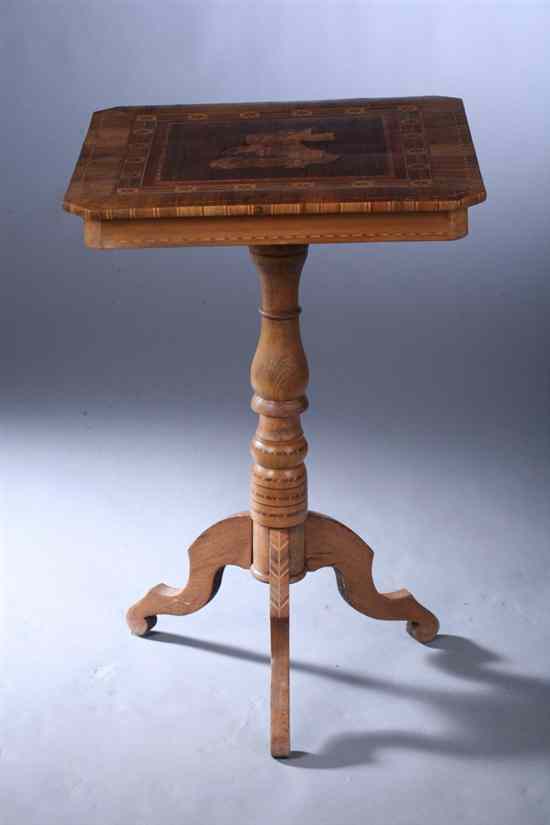 Appraisal: ITALIAN FRUITWOOD AND SATINWOOD PARQUETRY INLAID SIDE TABLE th century