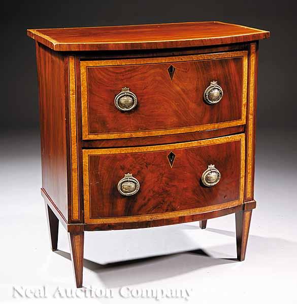 Appraisal: A Continental Mahogany and Burled Elm Petite Commode early th