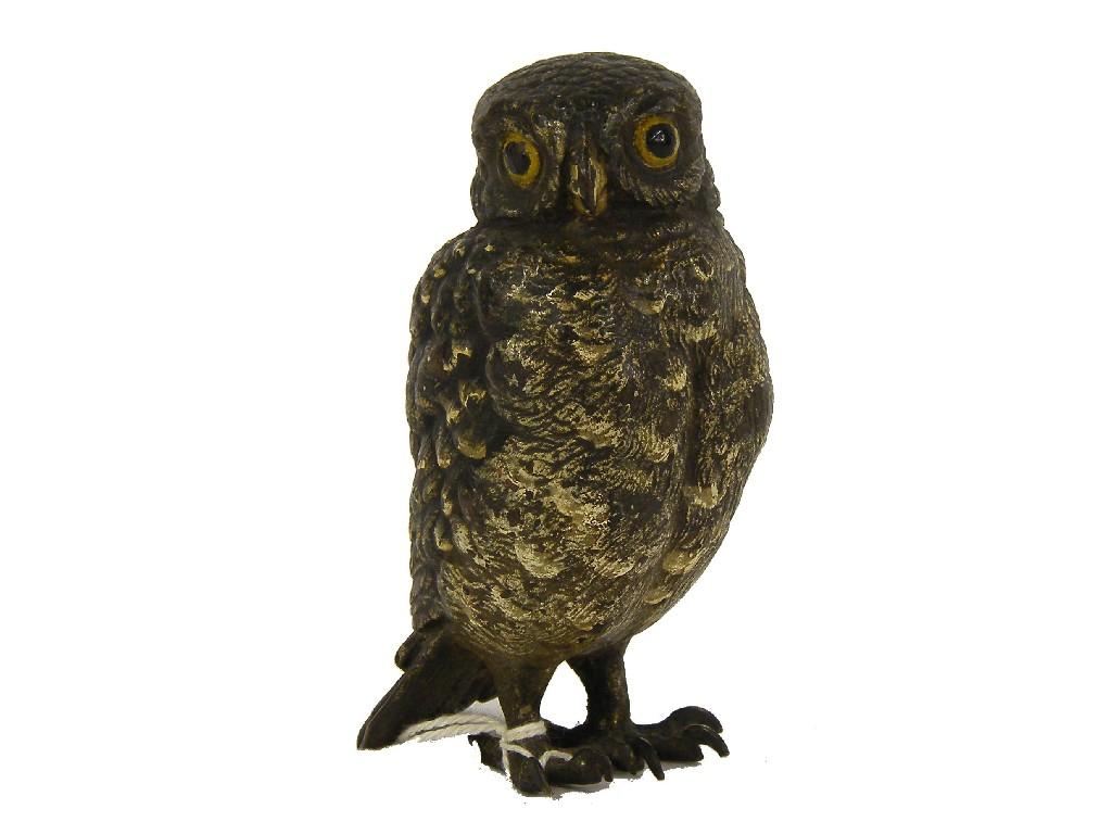 Appraisal: Austrian cold painted bronze in the form of an owl