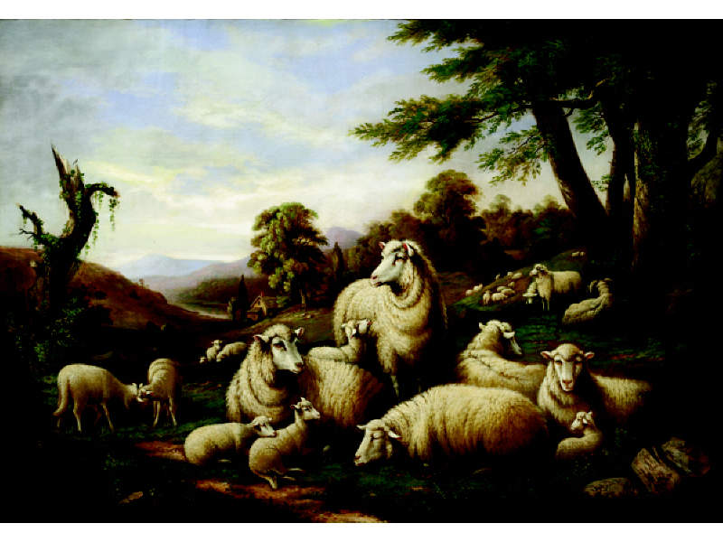 Appraisal: SUSAN CATHERINE MOORE WATERS AMERICAN - Sheep in rural landscape