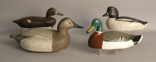 Appraisal: Group of four duck decoys th c to include a