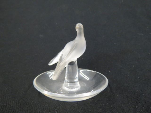 Appraisal: Lalique French Crystal Figural Pin Dish dove diameter signed excellent