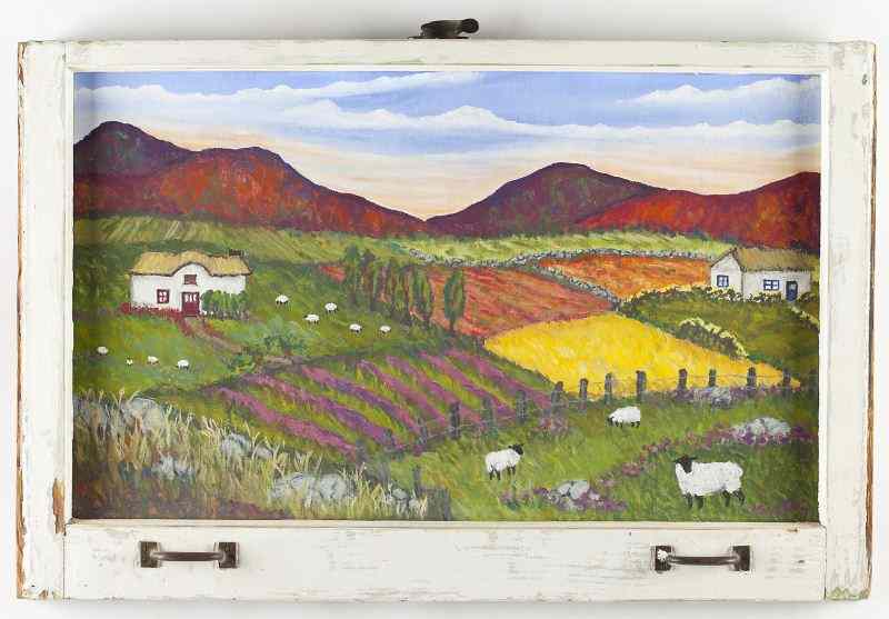 Appraisal: Mary Klein NY Folk Art Sheepoil on panel signed at