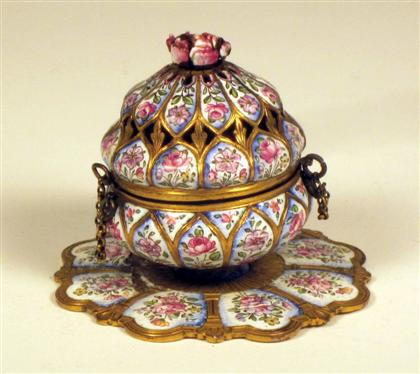 Appraisal: Small Continental gilt metal and enameled censer th century