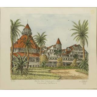 Appraisal: Ted Wade Lithograph Unframed lithograph on paper Hotel Del Coronado