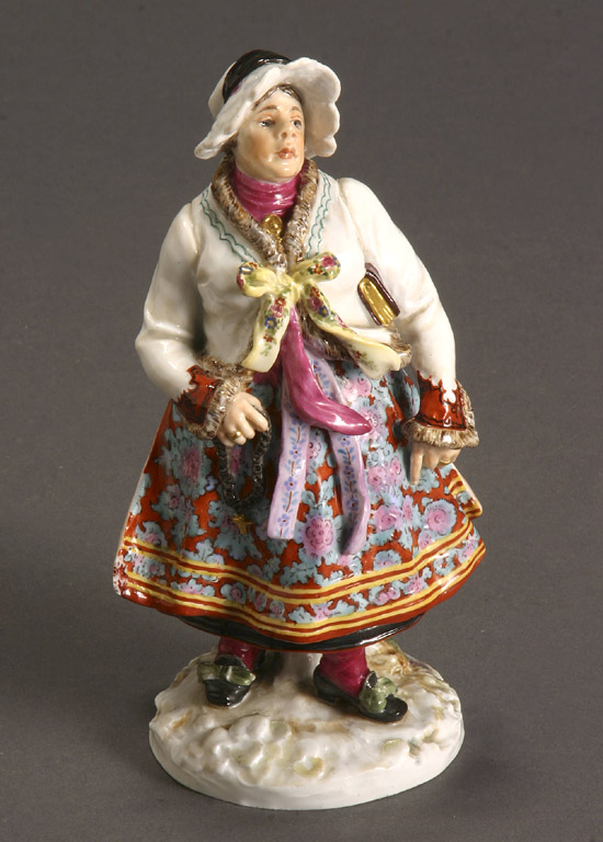 Appraisal: Meissen Figure of a Woman Circa With underglaze blue crossed