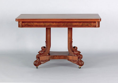 Appraisal: Classical mahogany console table ca probably Philadelphia with a gadrooned