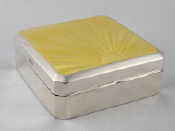 Appraisal: A square Art Deco sterling silver cigarette box with cut