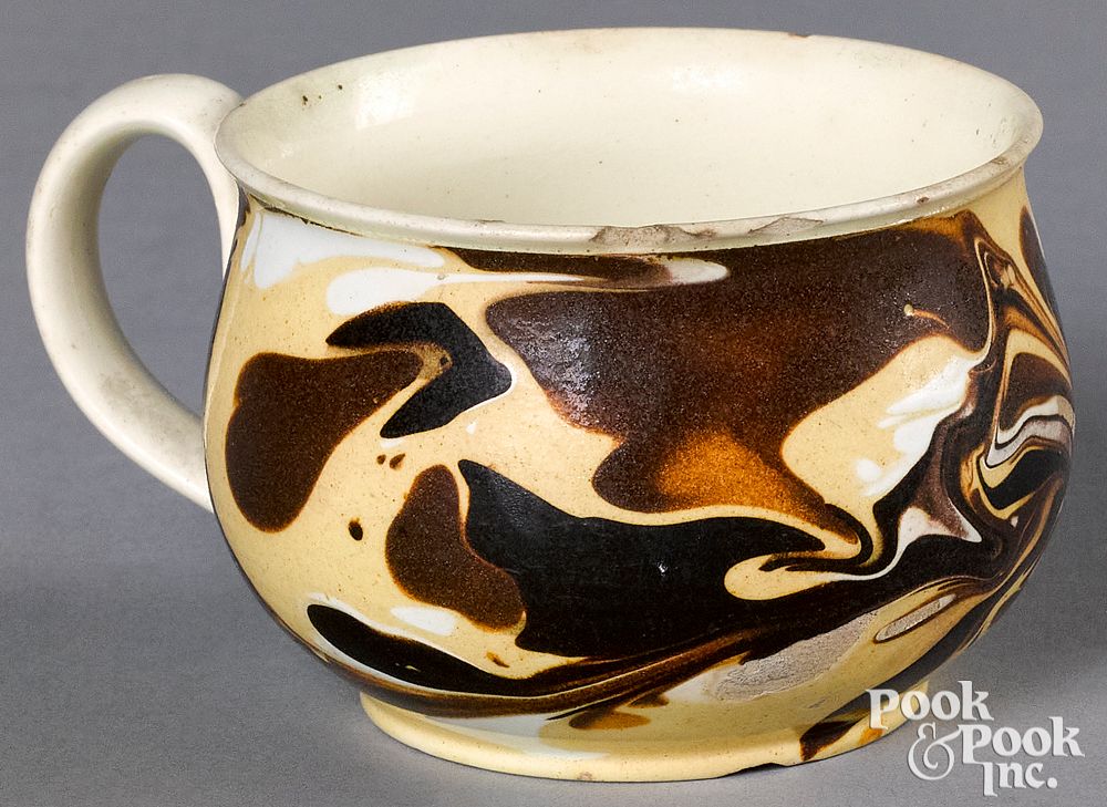 Appraisal: Mocha cup with marbleized glaze Mocha cup with marbleized glaze