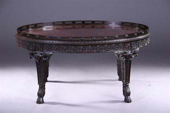 Appraisal: IRISH GEORGE III REGENCY STYLE MAHOGANY LOW TABLE Late th