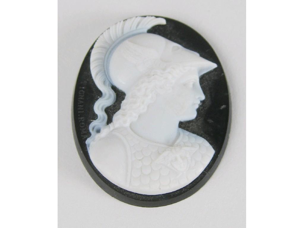 Appraisal: A carved hardstone Cameo of Athena bust profile c signed