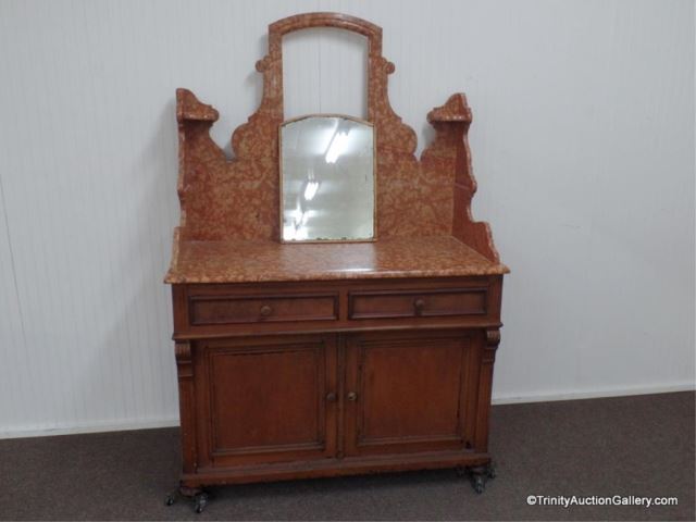 Appraisal: Antique c 's Marble Top Mahogany Sideboard Appears to be