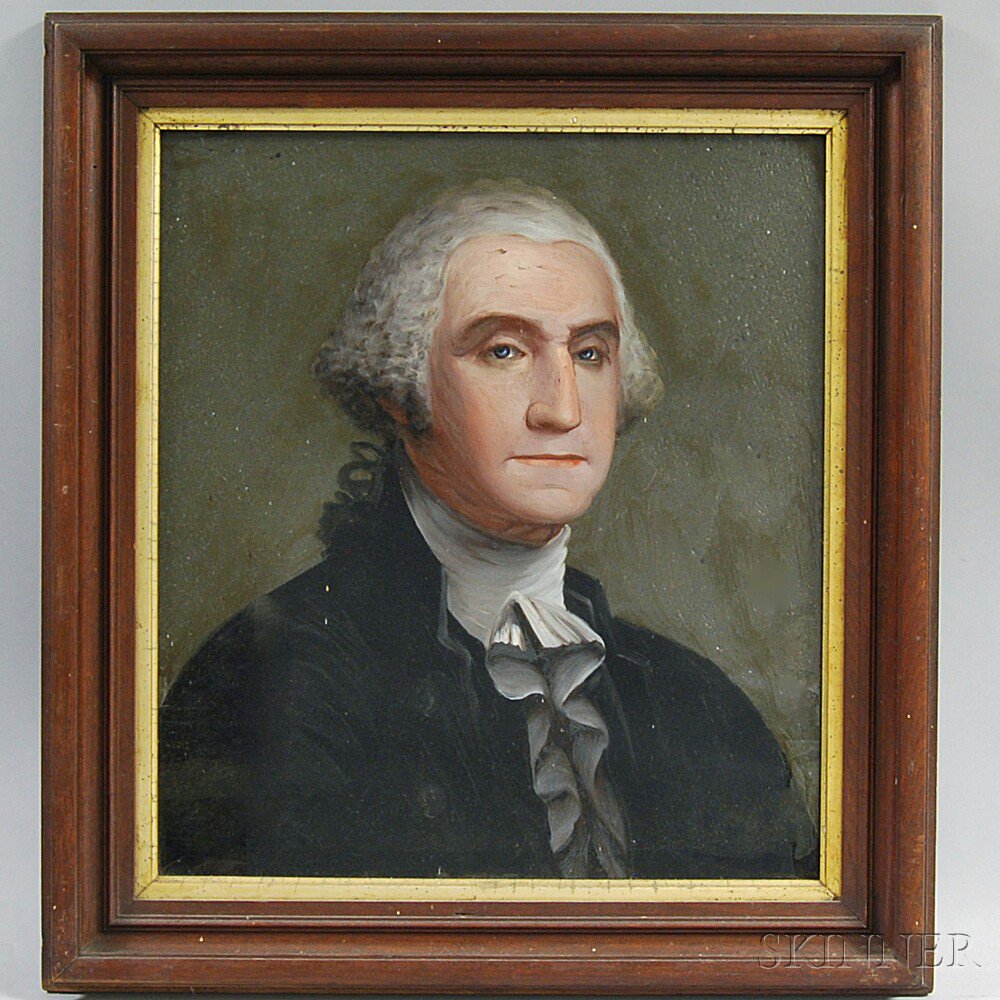 Appraisal: Framed Reverse-painted Portrait of George Washington America th century loss