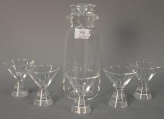 Appraisal: Six piece Steuben martini set Teardrop to include cocktail shaker