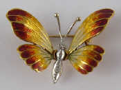 Appraisal: A yellow and white metal tests carat gold butterfly brooch