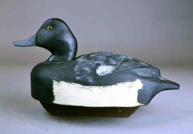 Appraisal: BLUE BILLED DRAKE DUCK DECOY 'JACK LEWIS'Hand-carved wooden duck decoy