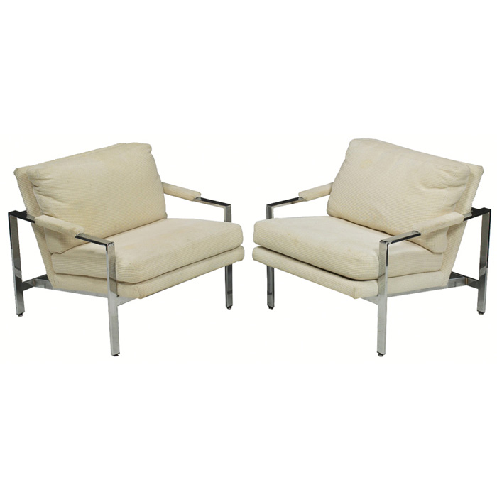 Appraisal: Milo Baughman lounge chairs pair by Thayer Coggin chromed metal