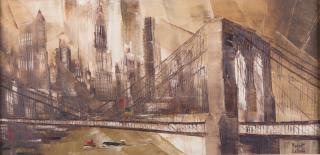 Appraisal: Robert Lebron Oil on Canvas Brooklyn Bridge Signed LR measures