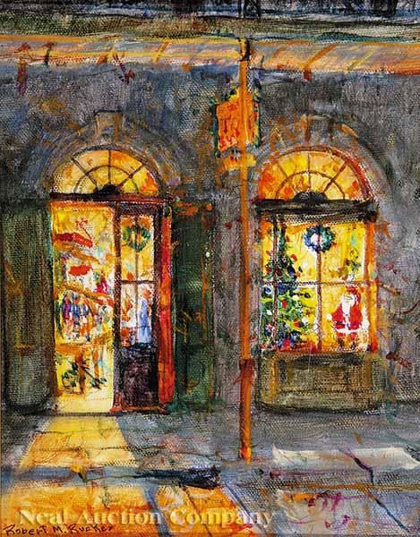 Appraisal: Robert Rucker American Louisiana - French Quarter Store at Christmas