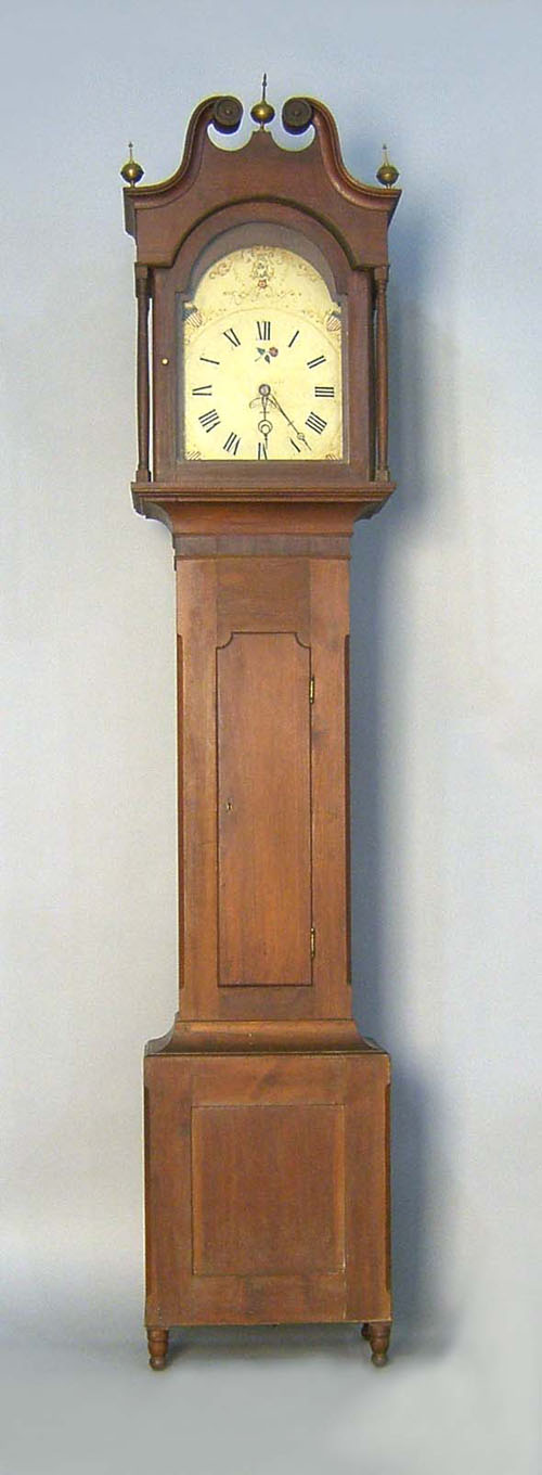 Appraisal: Pennsylvania or Maryland Federal cherry tall case clock early th