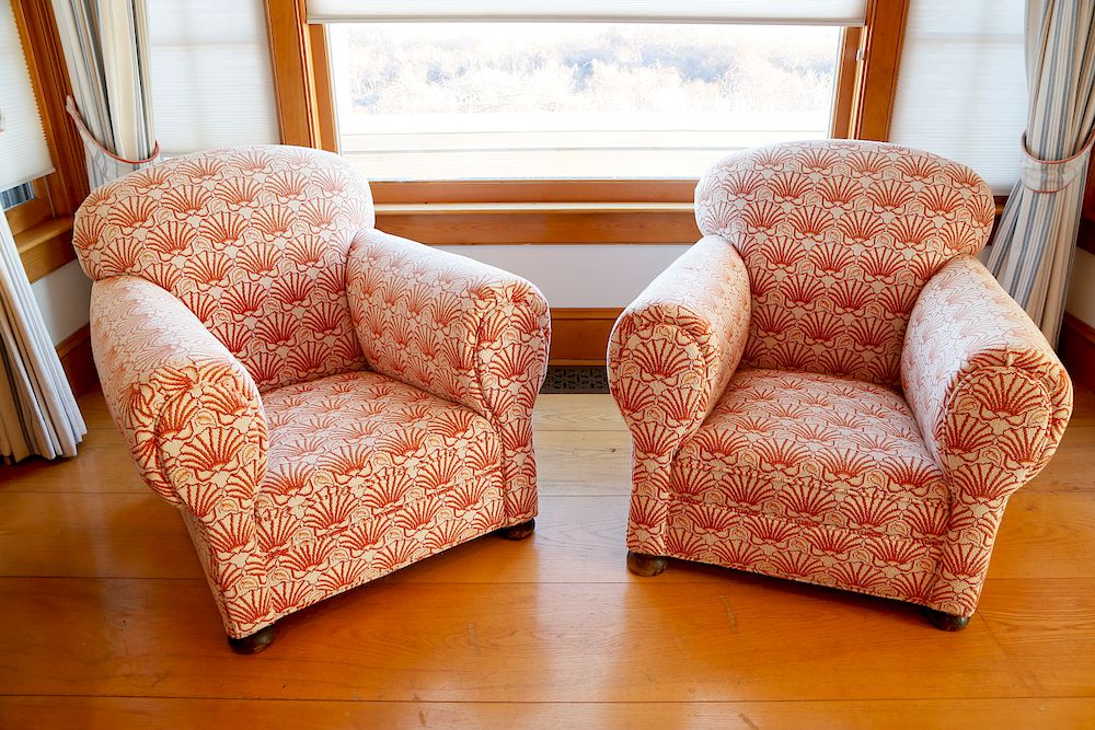 Appraisal: Pair of Upholstered Club Chairs Exclusive on Bidsquare Pair of