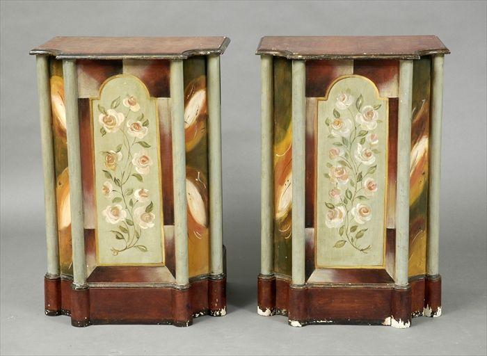 Appraisal: Pair of Southern German-Style Painted Nightstands x x in Provenance