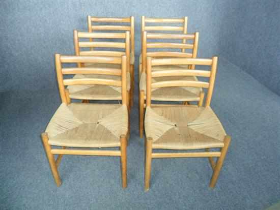 Appraisal: A SET OF SIX DANISH OAK AND PAPERCORD DINING CHAIRS