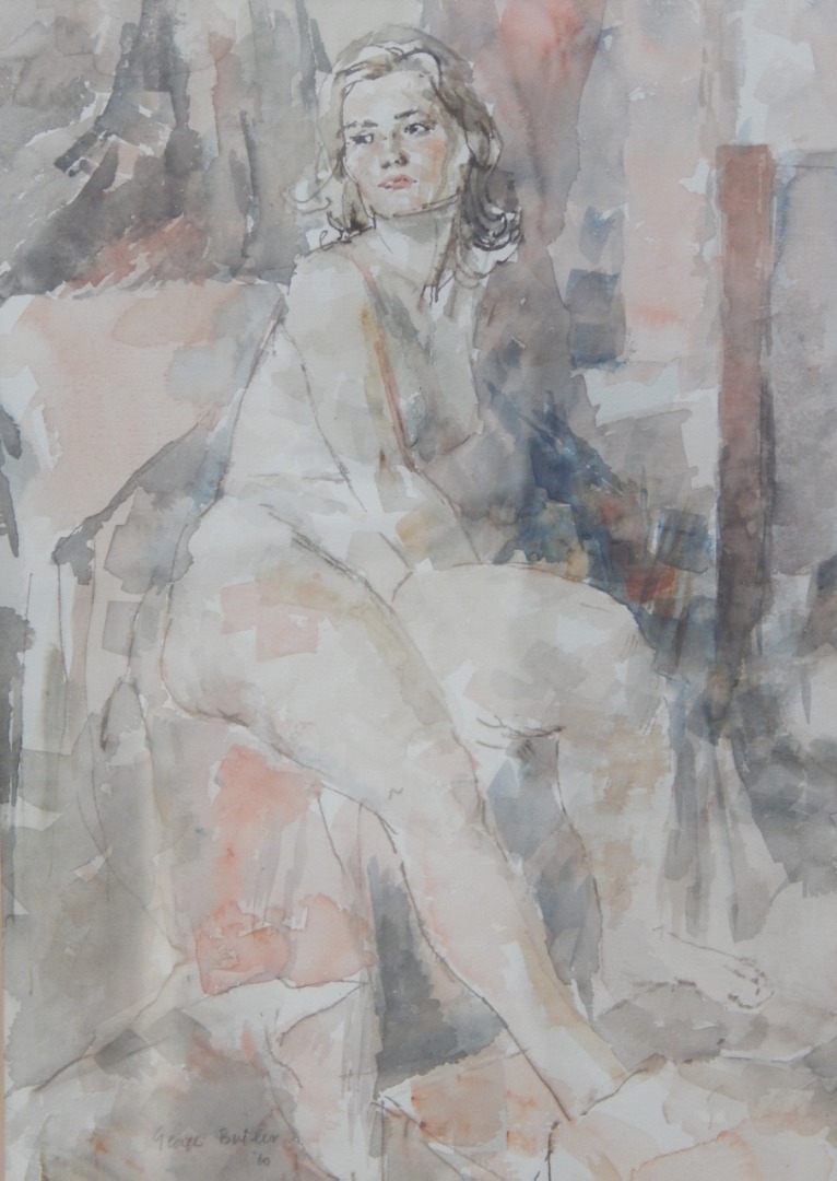 Appraisal: George Butler RWS - Full length seated female nude watercolour