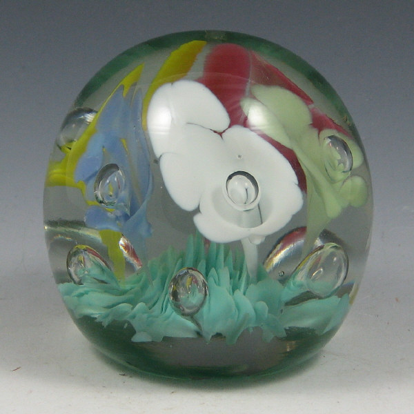 Appraisal: St Clair Multi-Colored Floriform Paperweight St Clair multi-colored floriform paperweight