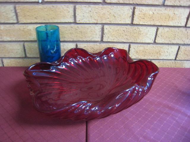 Appraisal: A large red glass Murano Bowl in and a Mdina