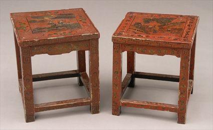 Appraisal: ASSEMBLED PAIR OF CHINESE COROMANDEL LACQUER LOW TABLES Slight variations