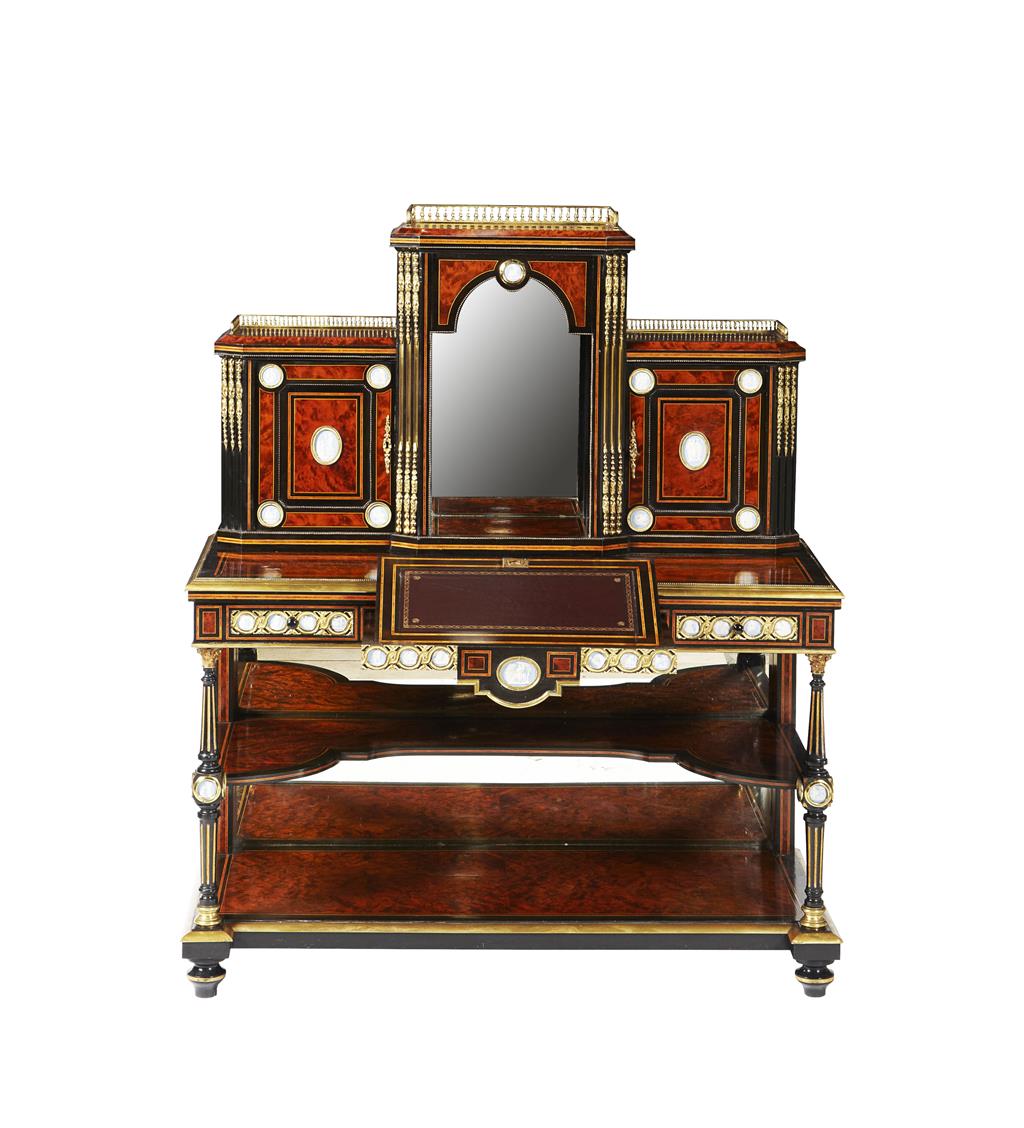 Appraisal: FINE VICTORAIN BURR WALNUT EBONY JASPERWARE AND BRASS MOUNTED BUREAU