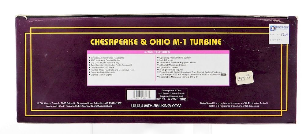 Appraisal: MTH Chesapeake Ohio M- Turbine Electric Train United States Contemporary