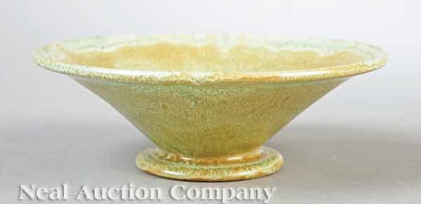 Appraisal: A Shearwater Pottery Footed Bowl late th c green mottled