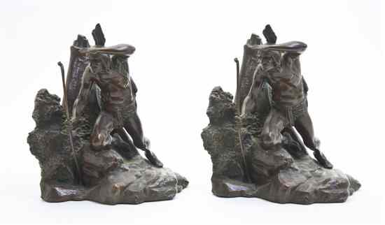 Appraisal: A Pair of American Bronzed Metal Bookends in the form