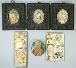 Appraisal: A group of three Indian portrait miniatures th century the