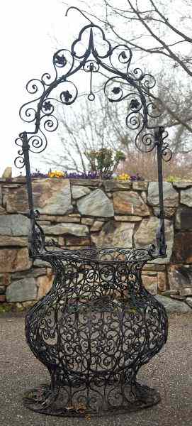 Appraisal: Spanish Wrought Iron Wishing Well Planterornate arched top with scrolling