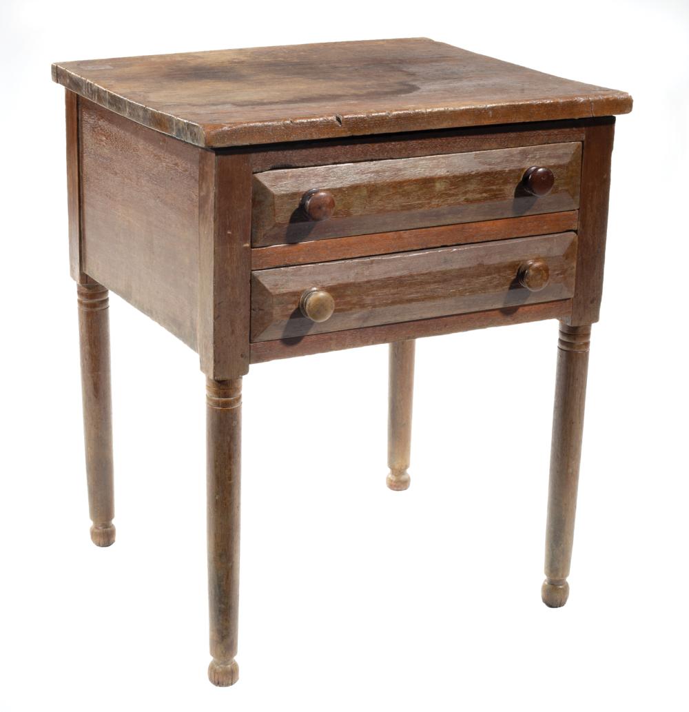 Appraisal: American Southern Walnut Work Table mid- th c square top