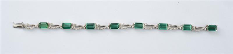 Appraisal: K WHITE GOLD GREEN TOURMALINE AND DIAMOND BRACELET H STERN