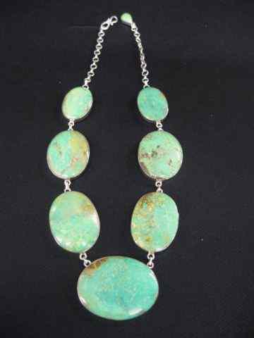 Appraisal: Turquoise Necklace seafoam green ovals '' long