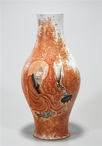 Appraisal: Chinese painted porcelain vase depicting a figure by a censer